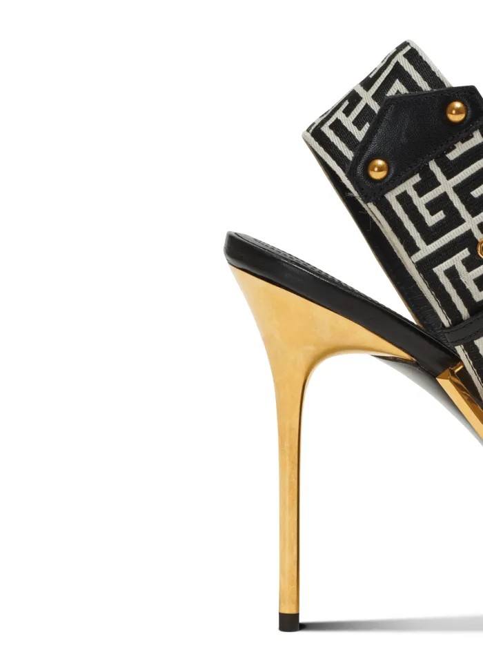 Balmain High Heels and Pumps Women Ruby Monogrammed Leather Slingbacks Black