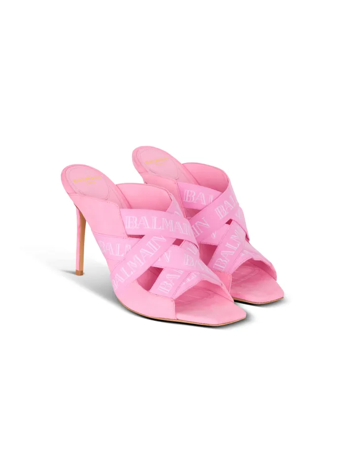 Balmain High Heels and Pumps Women Ruby Mules With Vintage Straps Pink