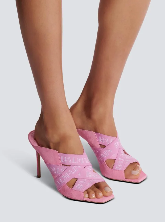 Balmain High Heels and Pumps Women Ruby Mules With Vintage Straps Pink