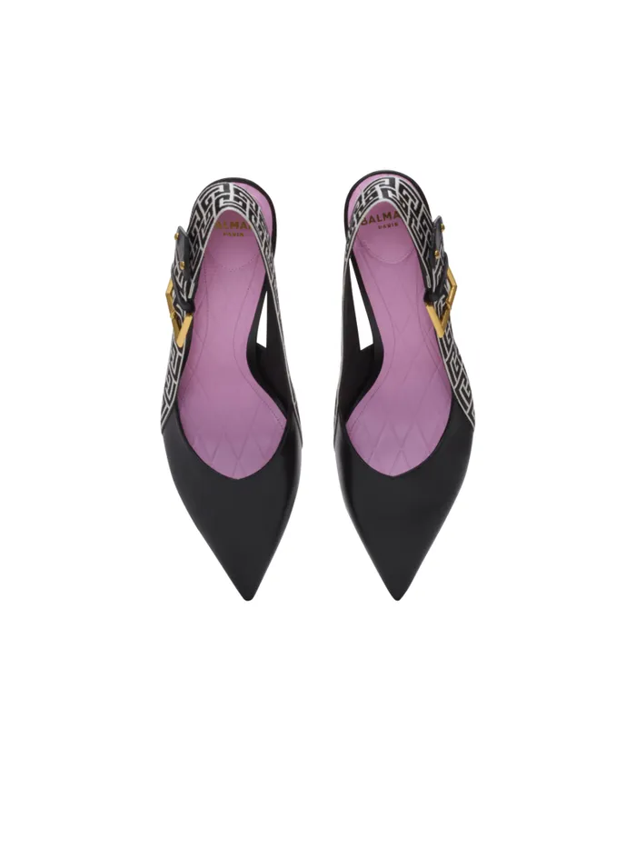 Balmain High Heels and Pumps Women Ruby Slingbacks In Calfskin And Monogrammed Black