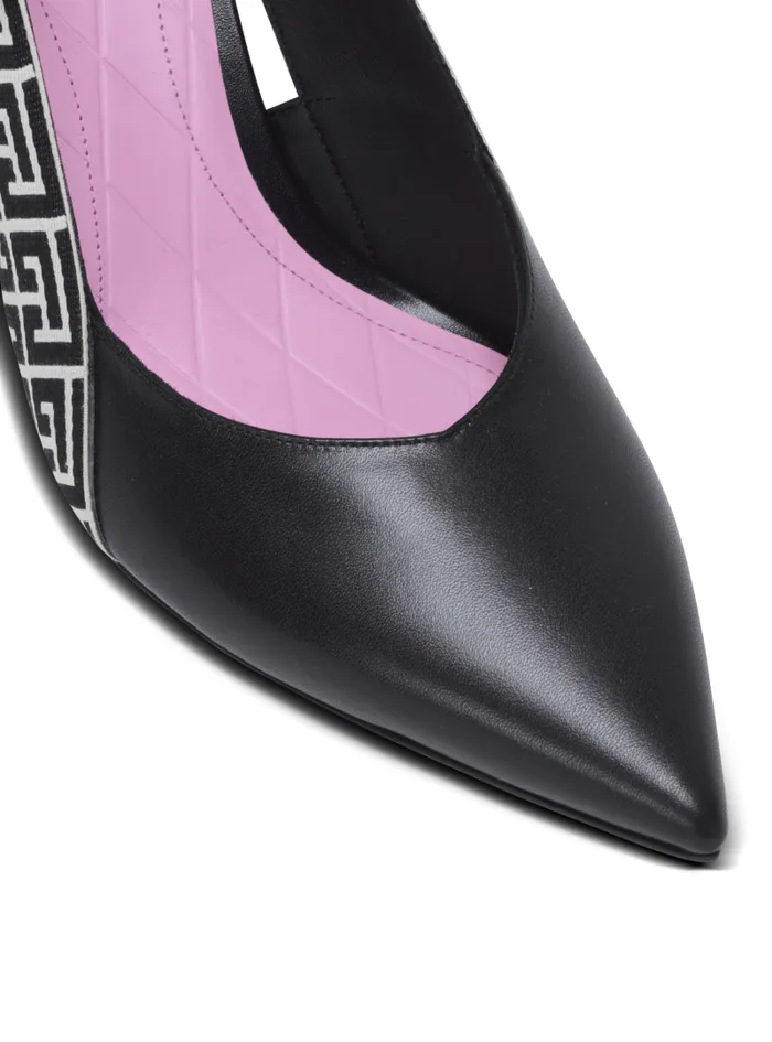 Balmain High Heels and Pumps Women Ruby Slingbacks In Calfskin And Monogrammed Black