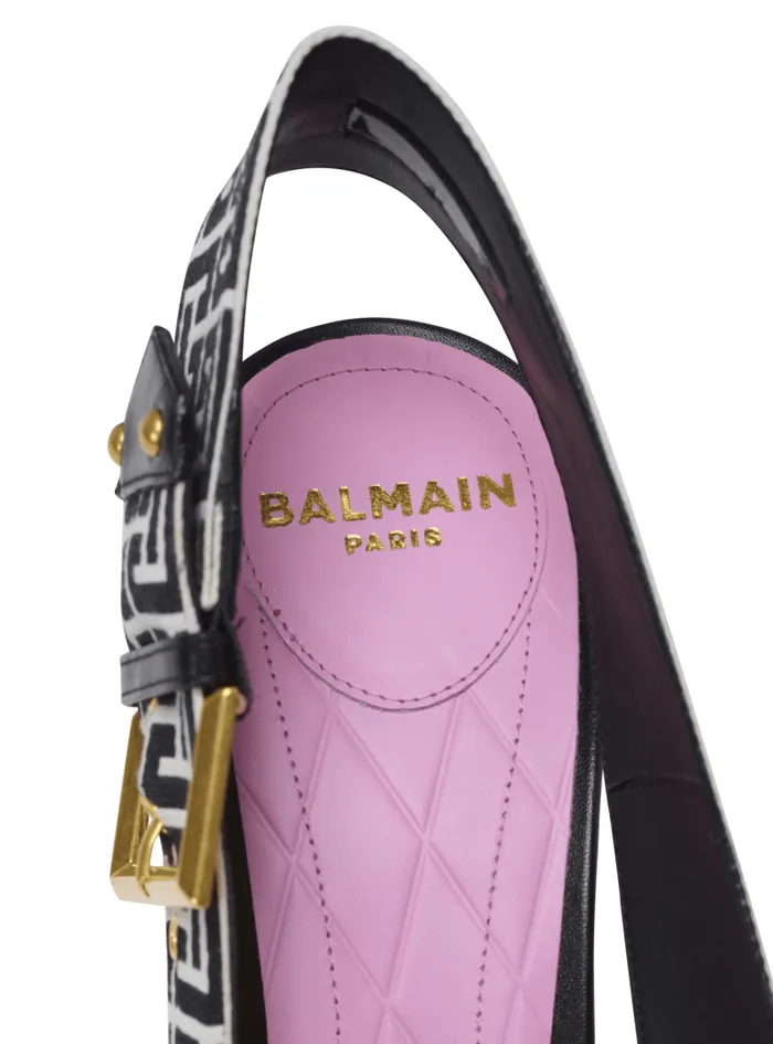 Balmain High Heels and Pumps Women Ruby Slingbacks In Calfskin And Monogrammed Black