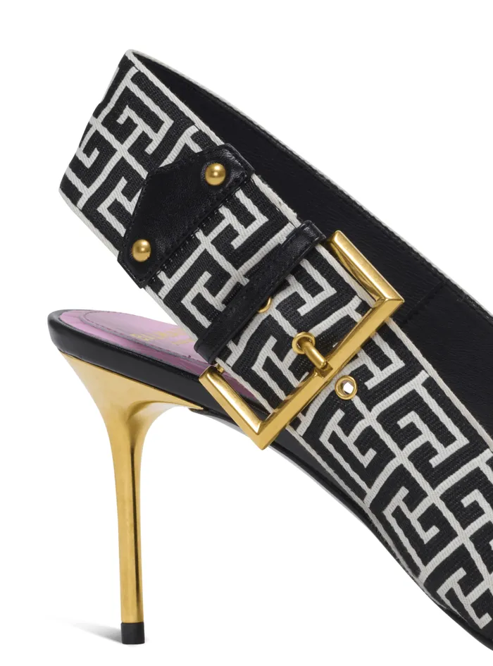 Balmain High Heels and Pumps Women Ruby Slingbacks In Calfskin And Monogrammed Black