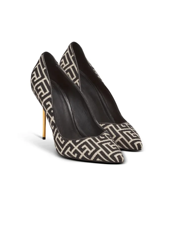 Balmain High Heels and Pumps Women Ruby Stilettos With Jacquard Monogram Black Balmain High Heels and Pumps Women Ruby Stilettos With Jacquard Monogram Black
