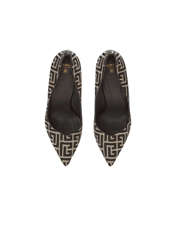 Balmain High Heels and Pumps Women Ruby Stilettos With Jacquard Monogram Black