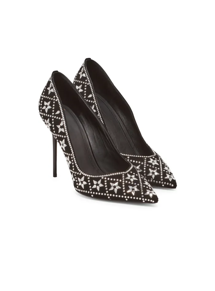 Balmain High Heels and Pumps Women Ruby Suede And Crystal Pumps Black