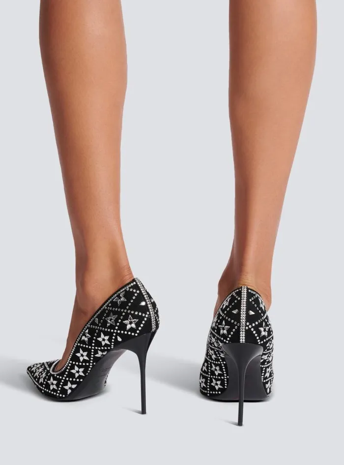 Balmain High Heels and Pumps Women Ruby Suede And Crystal Pumps Black