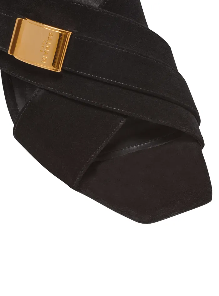 Balmain High Heels and Pumps Women Uma Mules In Suede Leather Black