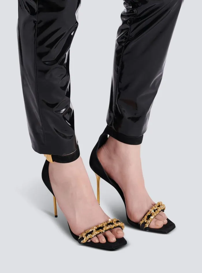 Balmain High Heels and Pumps Women Uma Suede And Chain Sandals Black