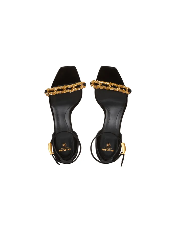 Balmain High Heels and Pumps Women Uma Suede And Chain Sandals Black