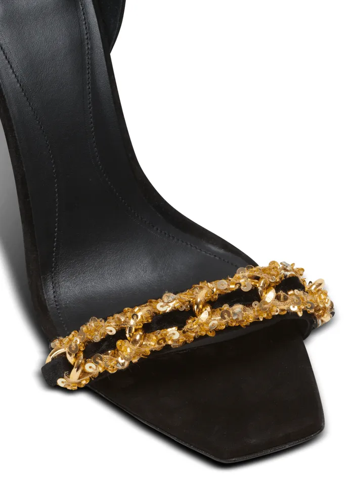 Balmain High Heels and Pumps Women Uma Suede And Chain Sandals Black