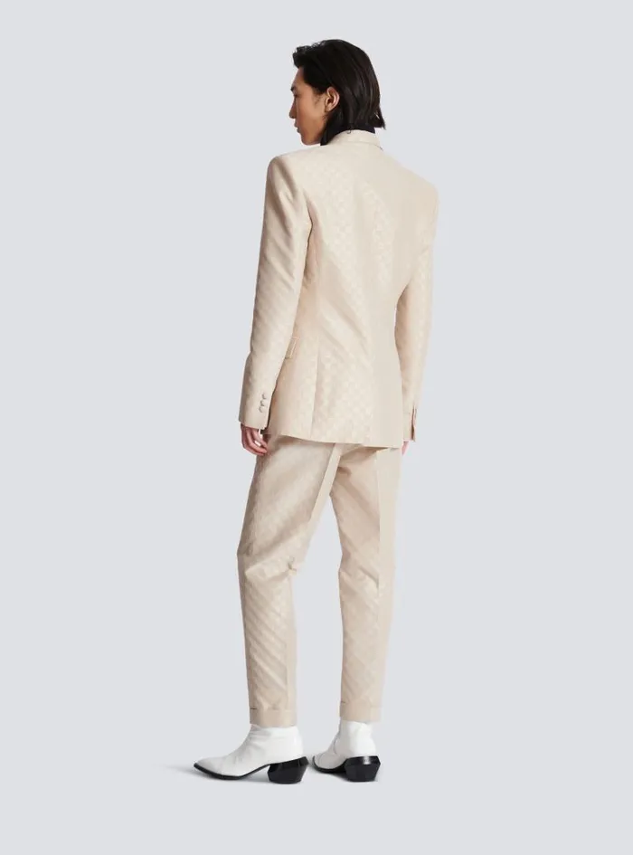 Balmain Jackets And Blazers Men 1button Jacket In PB Labyrinth Jacquard Beige