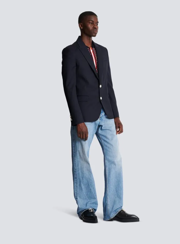 Balmain Jackets And Blazers Men 2button Wool Jacket Navy