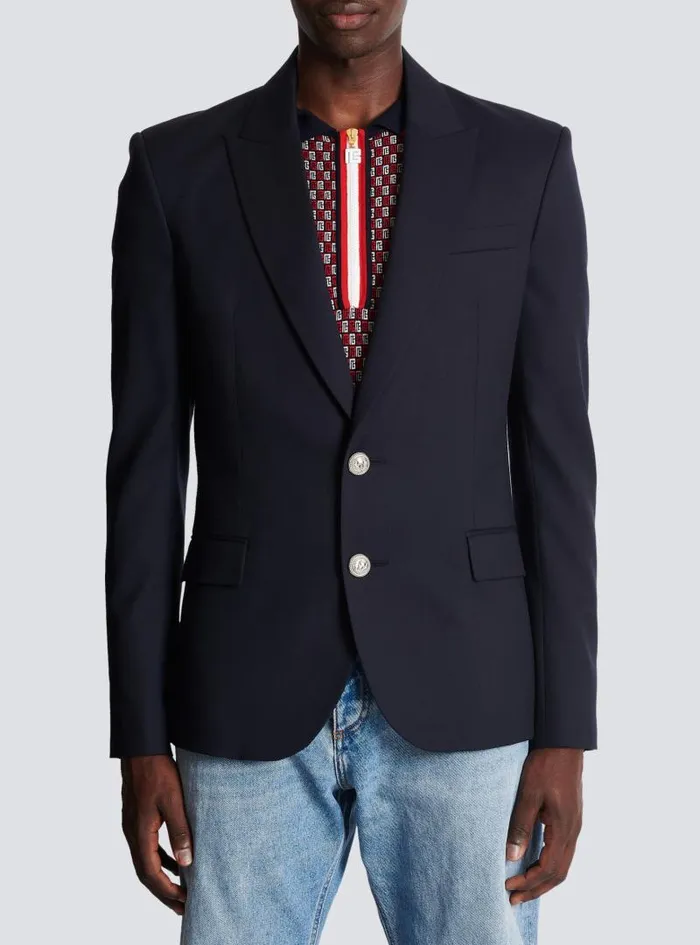 Balmain Jackets And Blazers Men 2button Wool Jacket Navy