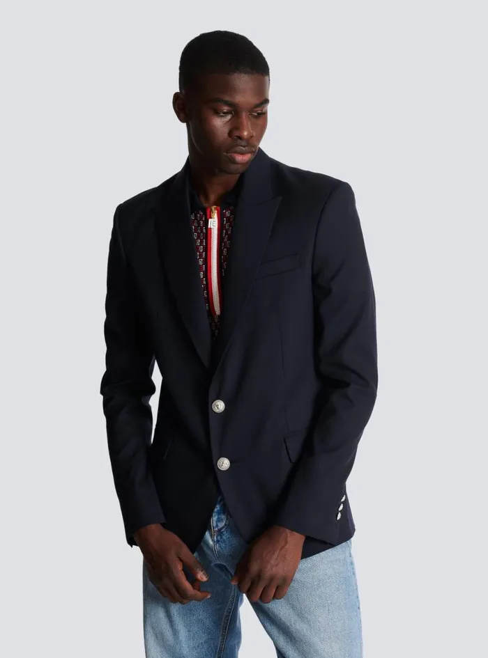 Balmain Jackets And Blazers Men 2button Wool Jacket Navy