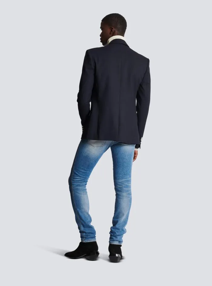 Balmain Jackets And Blazers Men 6button Wool Jacket Navy