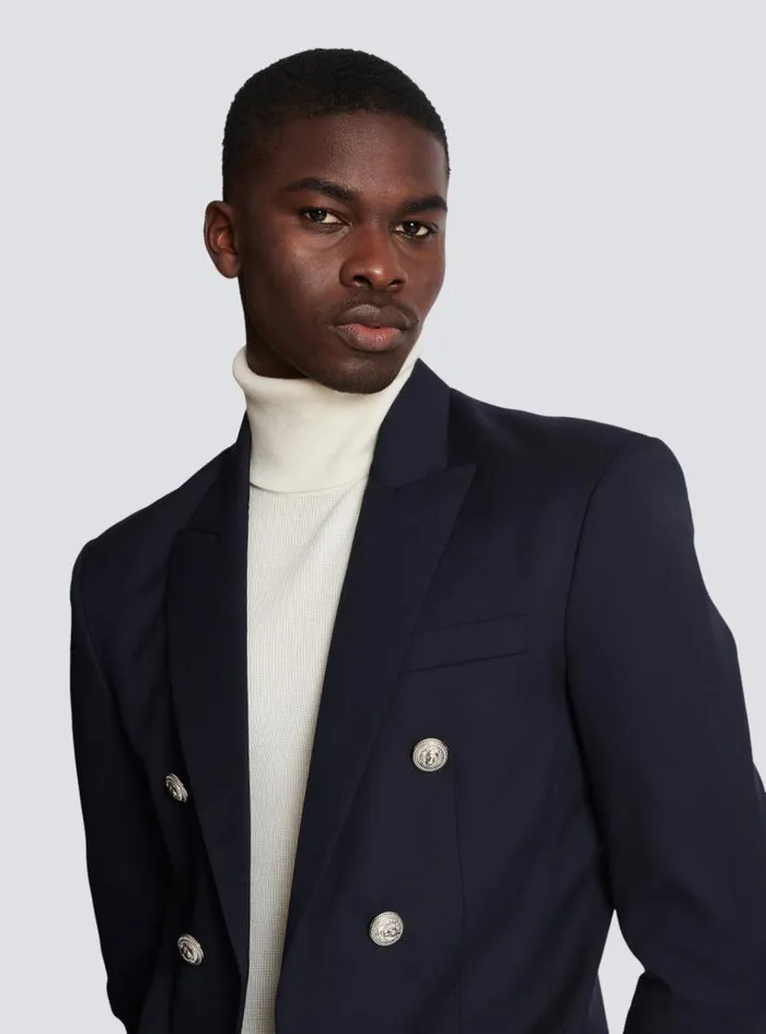 Balmain Jackets And Blazers Men 6button Wool Jacket Navy