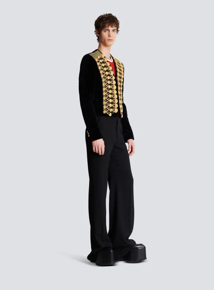 Balmain Jackets And Blazers Men Brandenburg Jacket With Embroidery Gold