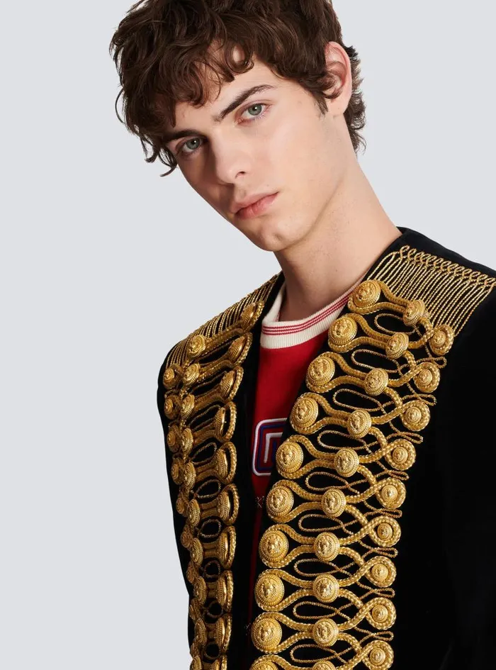 Balmain Jackets And Blazers Men Brandenburg Jacket With Embroidery Gold