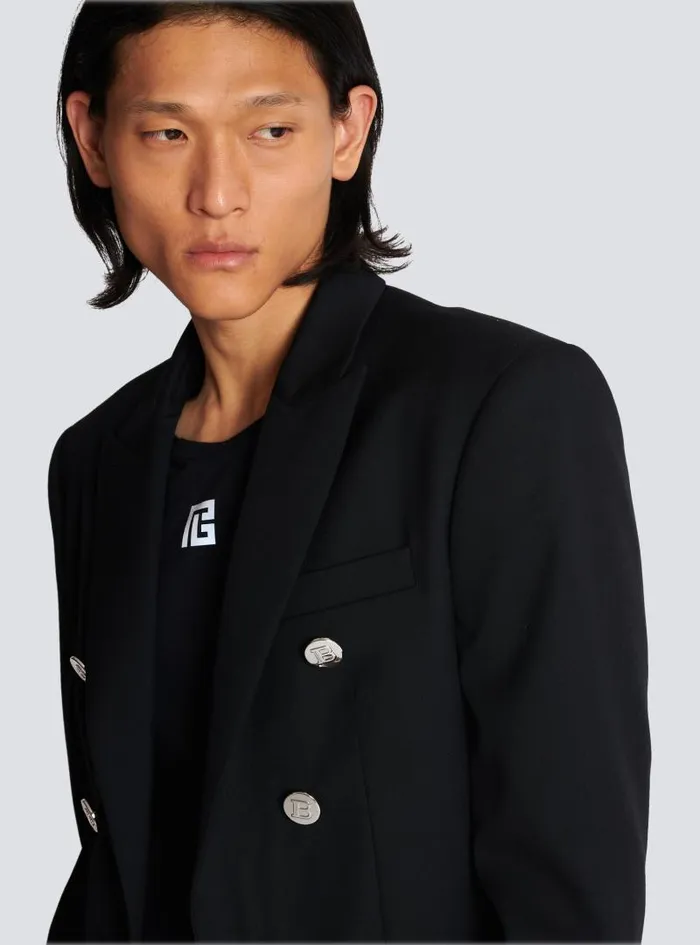 Balmain Jackets And Blazers Men Doublebreasted Wool Blazer Black