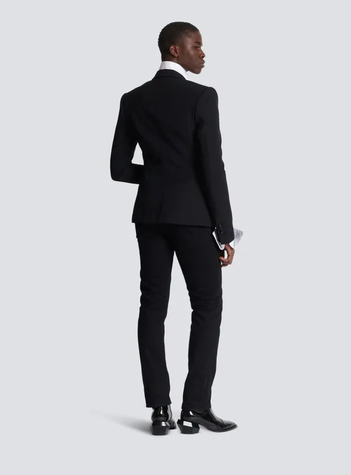 Balmain Jackets And Blazers Men Jacket With Crystalembellished Collar Silver