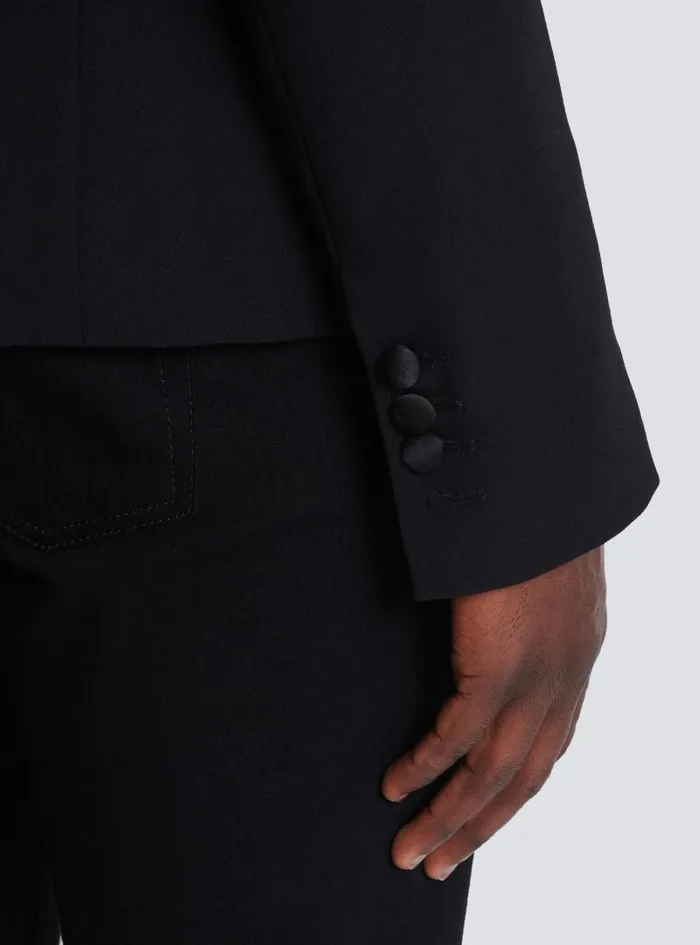 Balmain Jackets And Blazers Men Jacket With Crystalembellished Collar Silver
