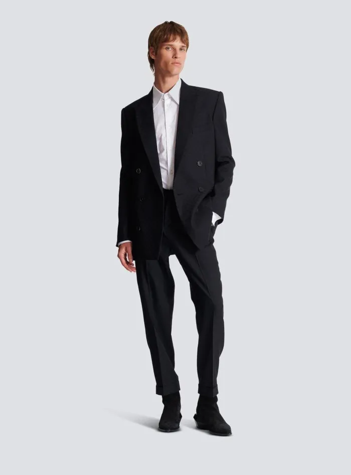 Balmain Jackets And Blazers Men Monogram Jacquard Blazer Black