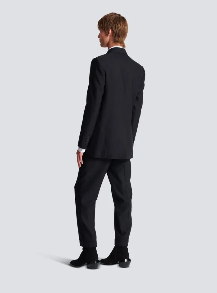 Balmain Jackets And Blazers Men Monogram Jacquard Blazer Black