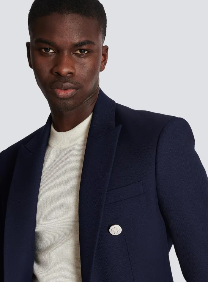 Balmain Jackets And Blazers Men Twill 6button Jacket Navy