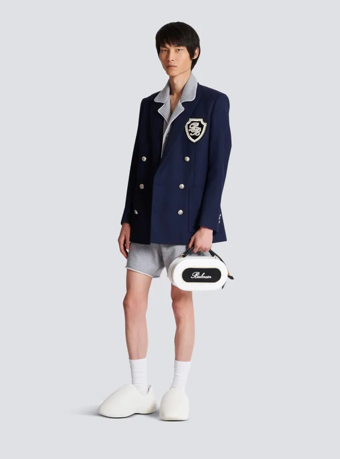 Balmain Jackets And Blazers Men Twill Blazer With Embroidered PB Signature Badge Navy Balmain Jackets And Blazers Men Twill Blazer With Embroidered PB Signature Badge Navy