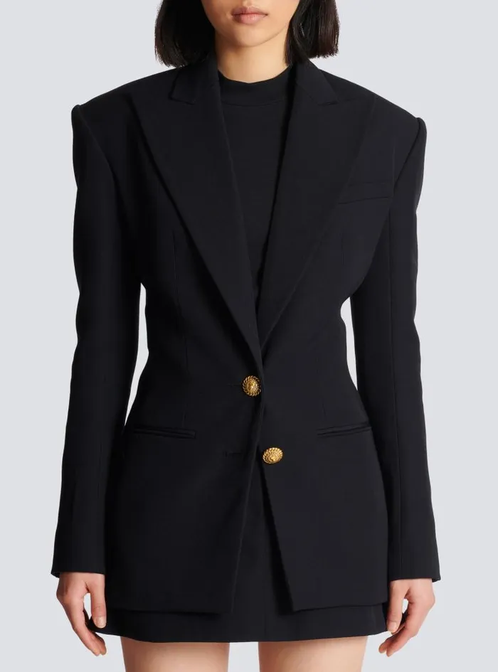 Balmain Jackets And Blazers Women 2button Cinchedwaist Jacket Black