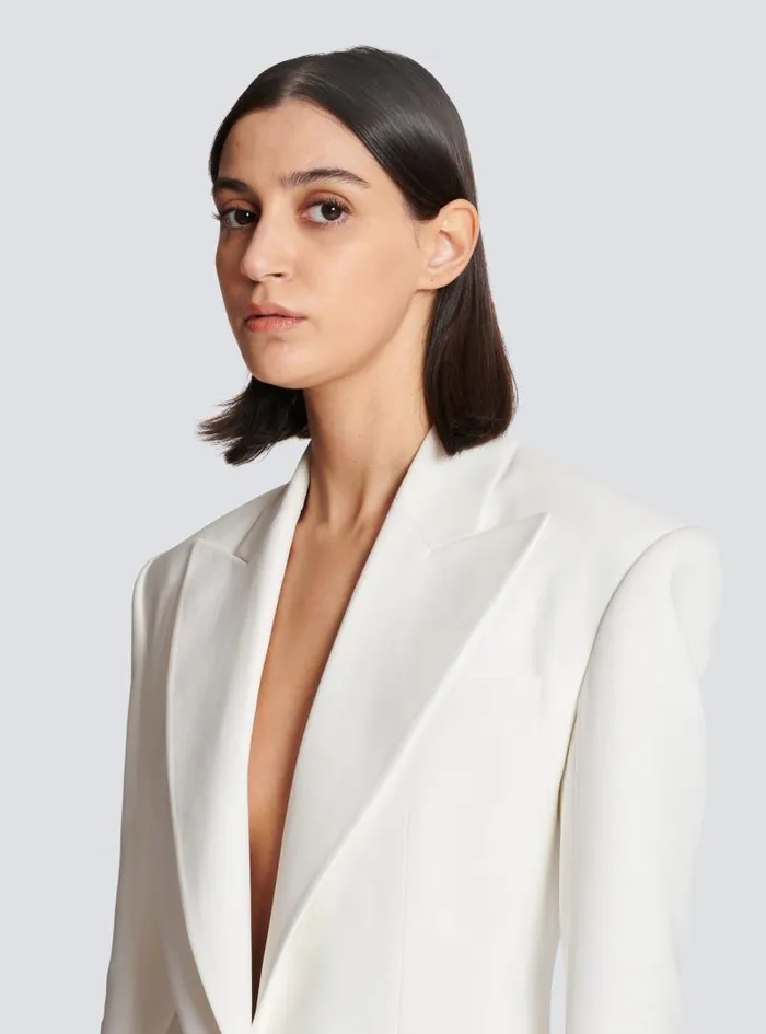 Balmain Jackets And Blazers Women 2button Crepe Jacket White