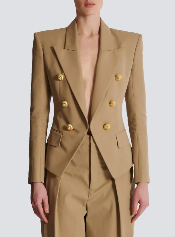 Balmain Jackets And Blazers Women 6button Cotton Jacket Beige