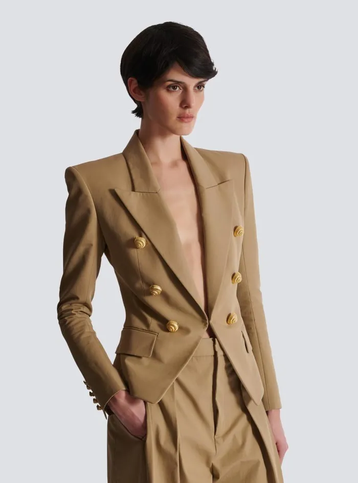 Balmain Jackets And Blazers Women 6button Cotton Jacket Beige