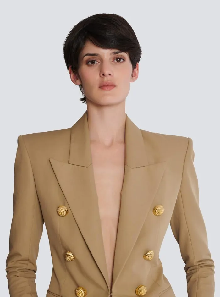 Balmain Jackets And Blazers Women 6button Cotton Jacket Beige