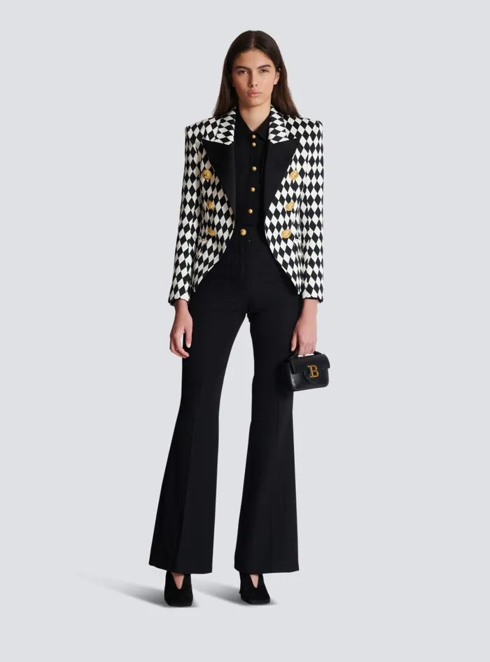 Balmain Jackets And Blazers Women 6button Diamond Crepe Jacket Black
