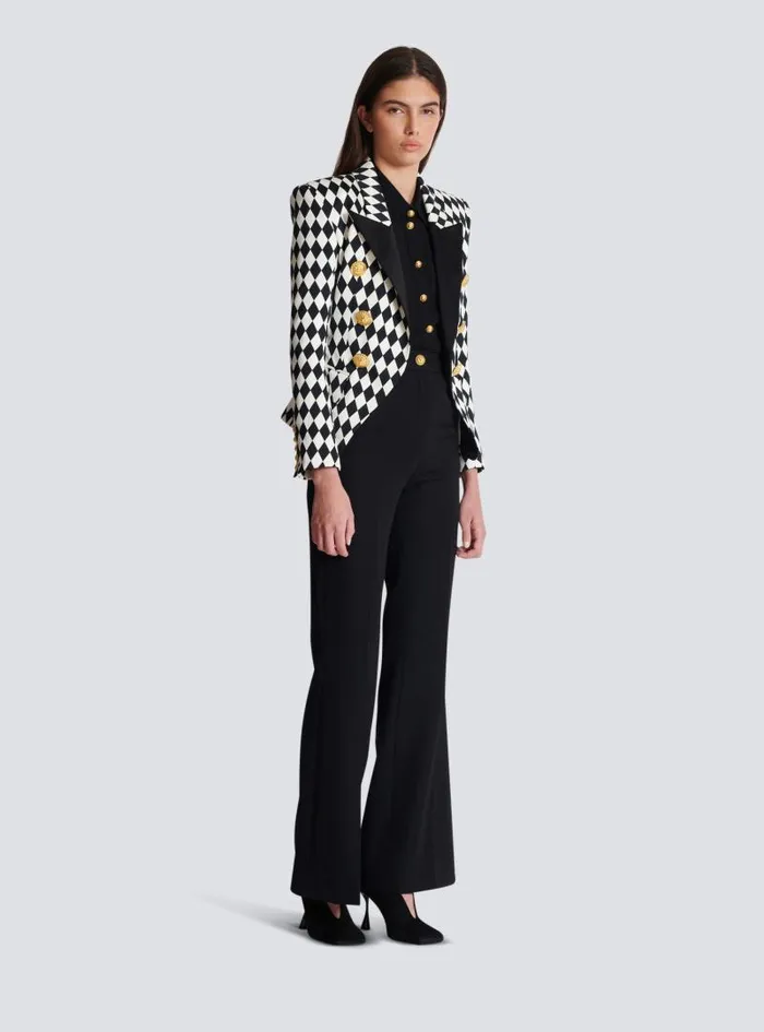 Balmain Jackets And Blazers Women 6button Diamond Crepe Jacket Black