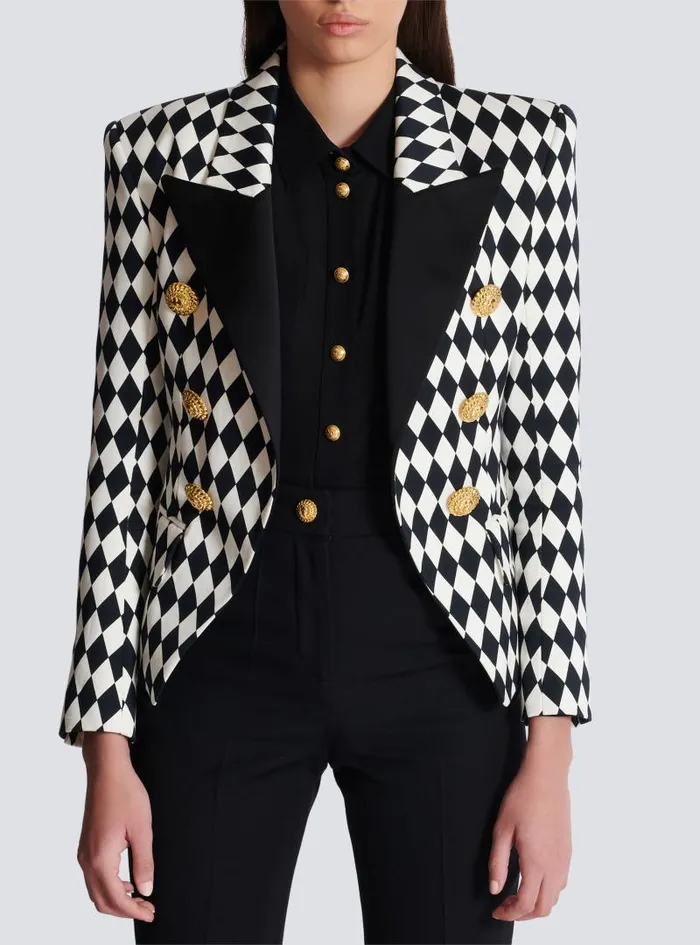 Balmain Jackets And Blazers Women 6button Diamond Crepe Jacket Black