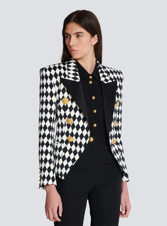 Balmain Jackets And Blazers Women 6button Diamond Crepe Jacket Black