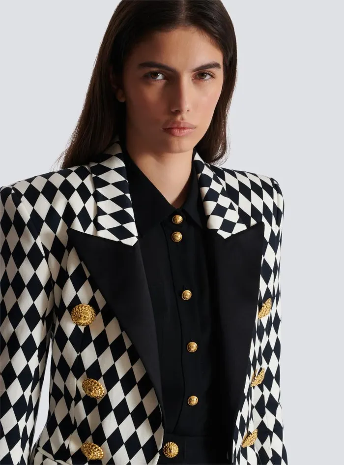 Balmain Jackets And Blazers Women 6button Diamond Crepe Jacket Black