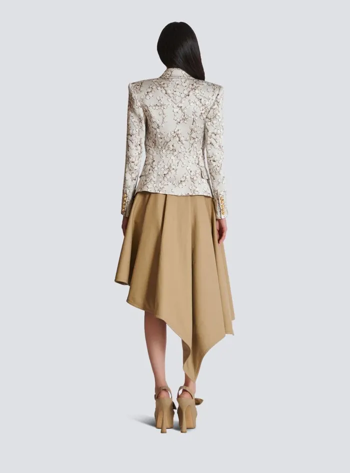 Balmain Jackets And Blazers Women 6button Satin Jacket With Redcurrant Print Beige