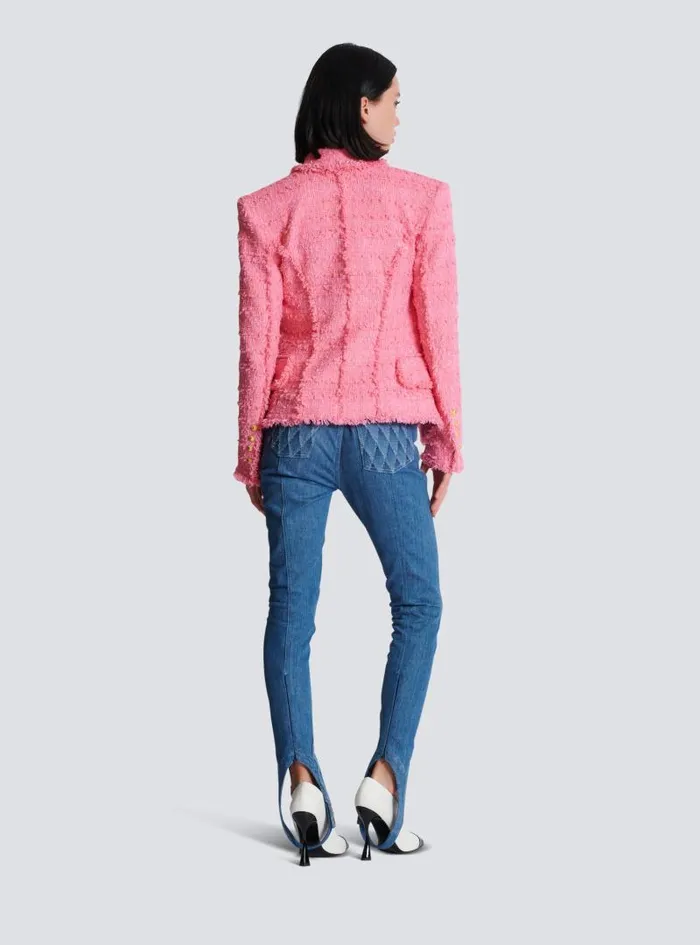 Balmain Jackets And Blazers Women 8button Tweed Jacket Pink