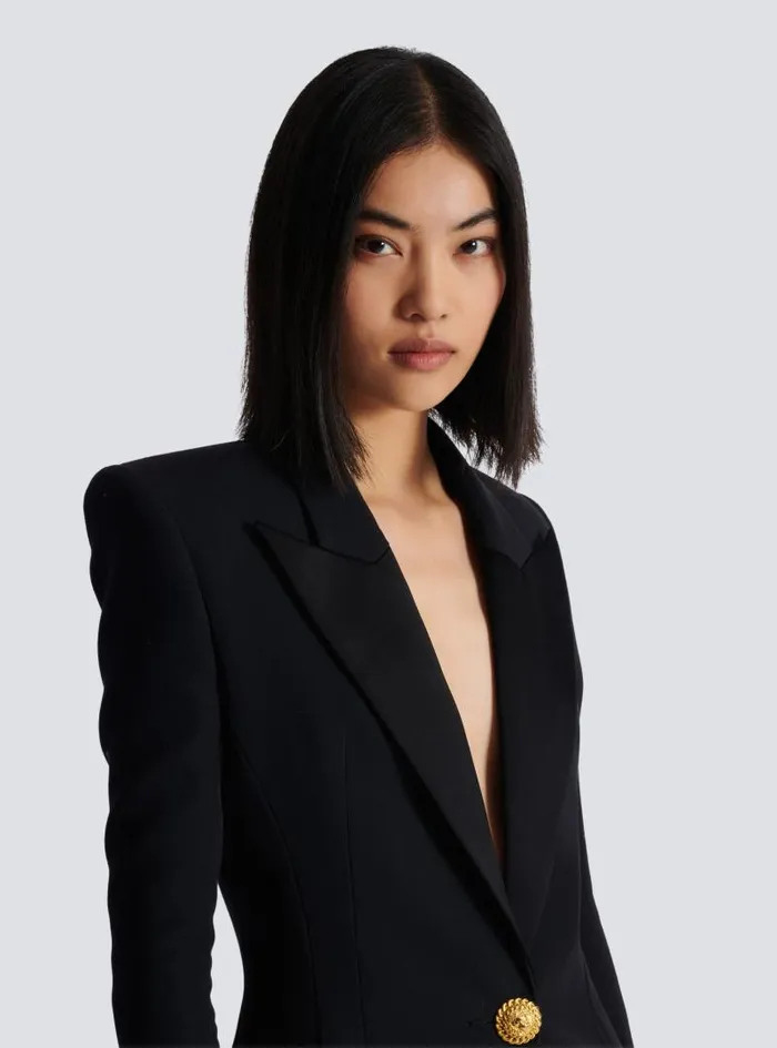 Balmain Jackets And Blazers Women Grain De Poudre 1button Jacket Black