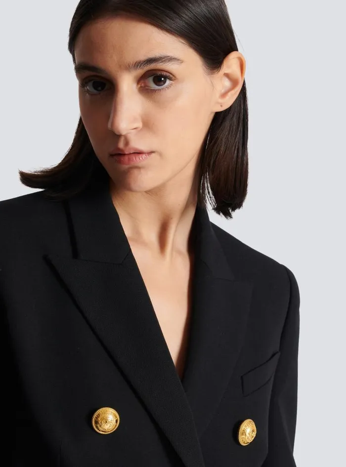 Balmain Jackets And Blazers Women Grain De Poudre 6button Jacket Black