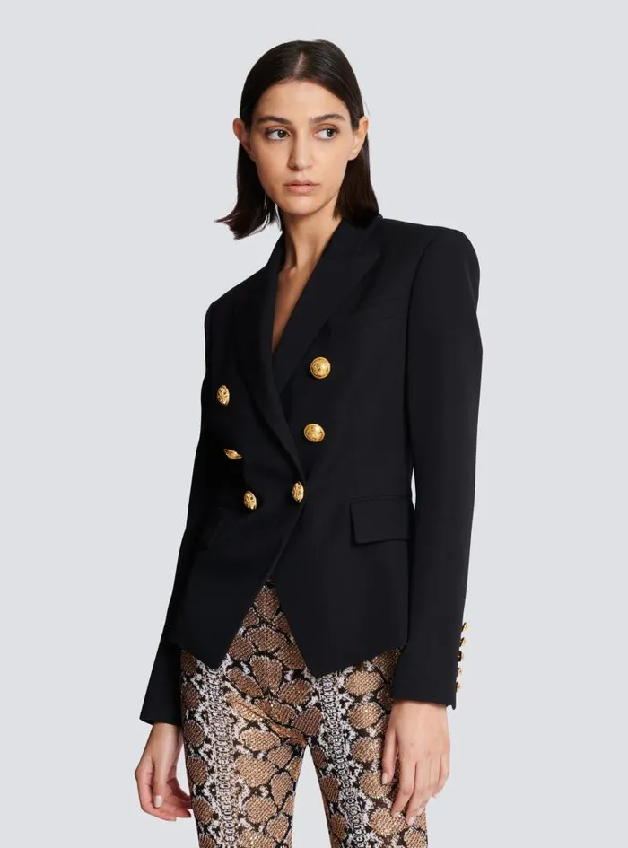 Balmain Jackets And Blazers Women Grain De Poudre 6button Jacket Black
