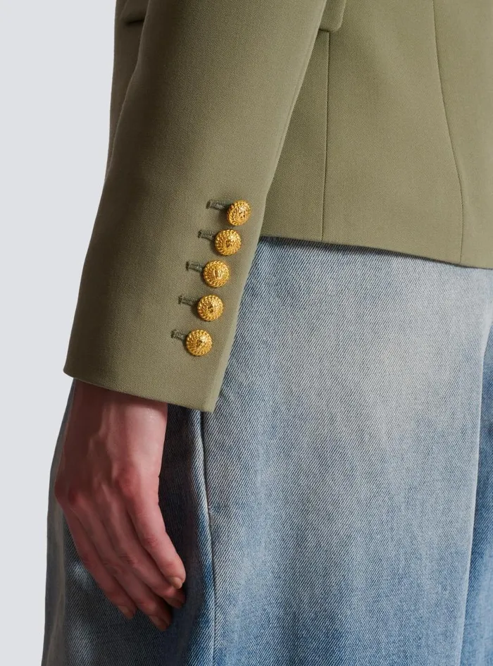 Balmain Jackets And Blazers Women Grain De Poudre 6button Jacket Khaki