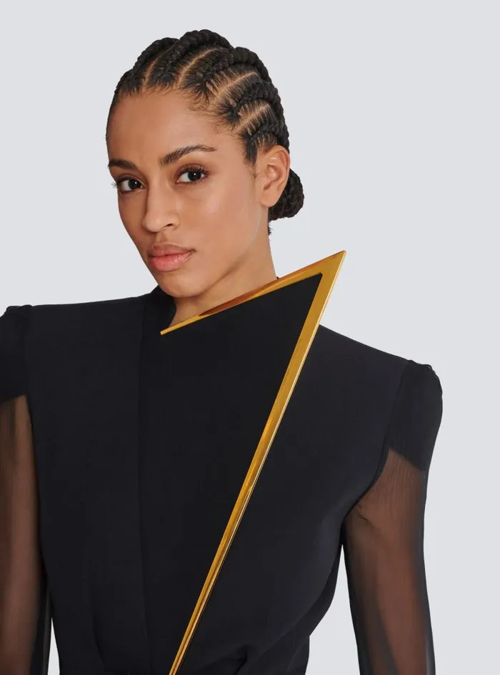 Balmain Jackets And Blazers Women Grain De Poudre And Chiffon Jacket Black