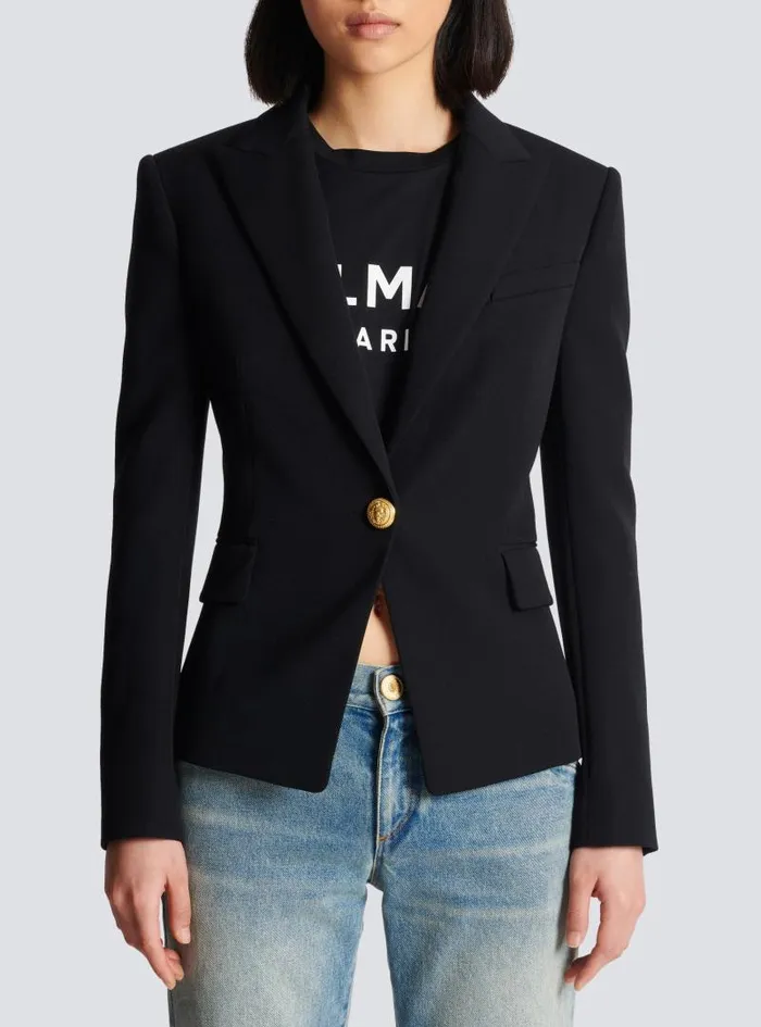 Balmain Jackets And Blazers Women Onebutton Wool Blazer Black