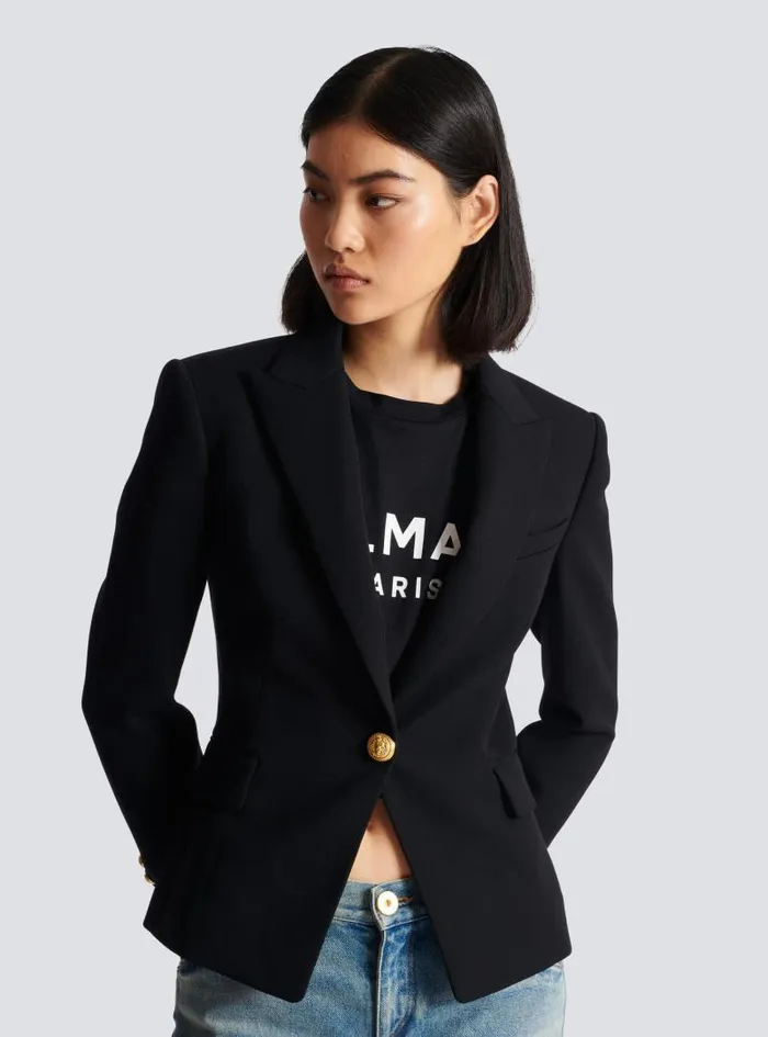 Balmain Jackets And Blazers Women Onebutton Wool Blazer Black