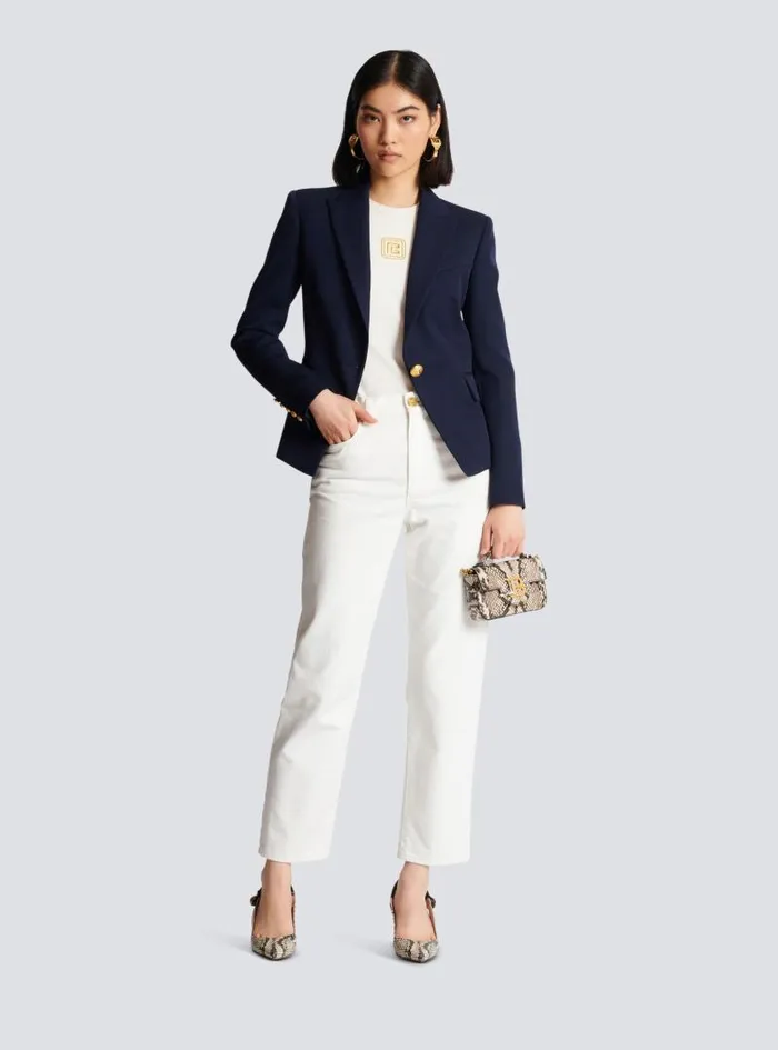 Balmain Jackets And Blazers Women Onebutton Wool Blazer Navy